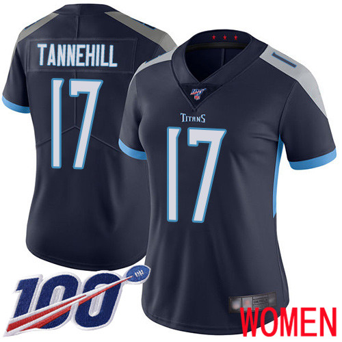 Tennessee Titans Limited Navy Blue Women Ryan Tannehill Home Jersey NFL Football #17 100th Season Vapor Untouchable->youth nfl jersey->Youth Jersey